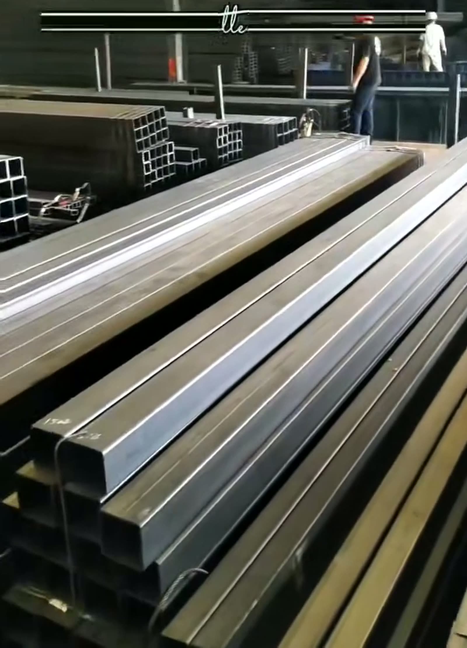 Galvanized square and rectangular steel tubes in storage